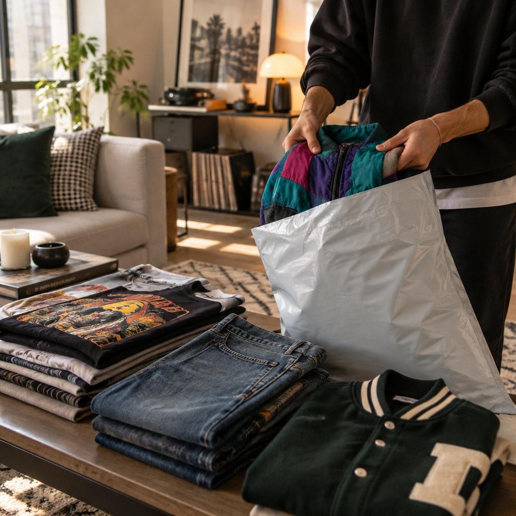 Packing a vintage jacket into a bag